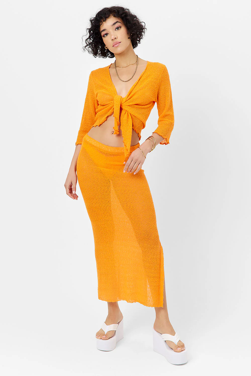 Hilary Knit Cardigan Sweater - Orange Novelty - Image 2