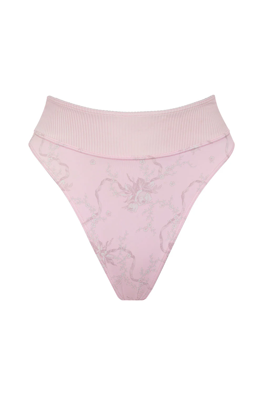 Honey Ribbed High Waist Bikini Bottom - Aurora - Image 5