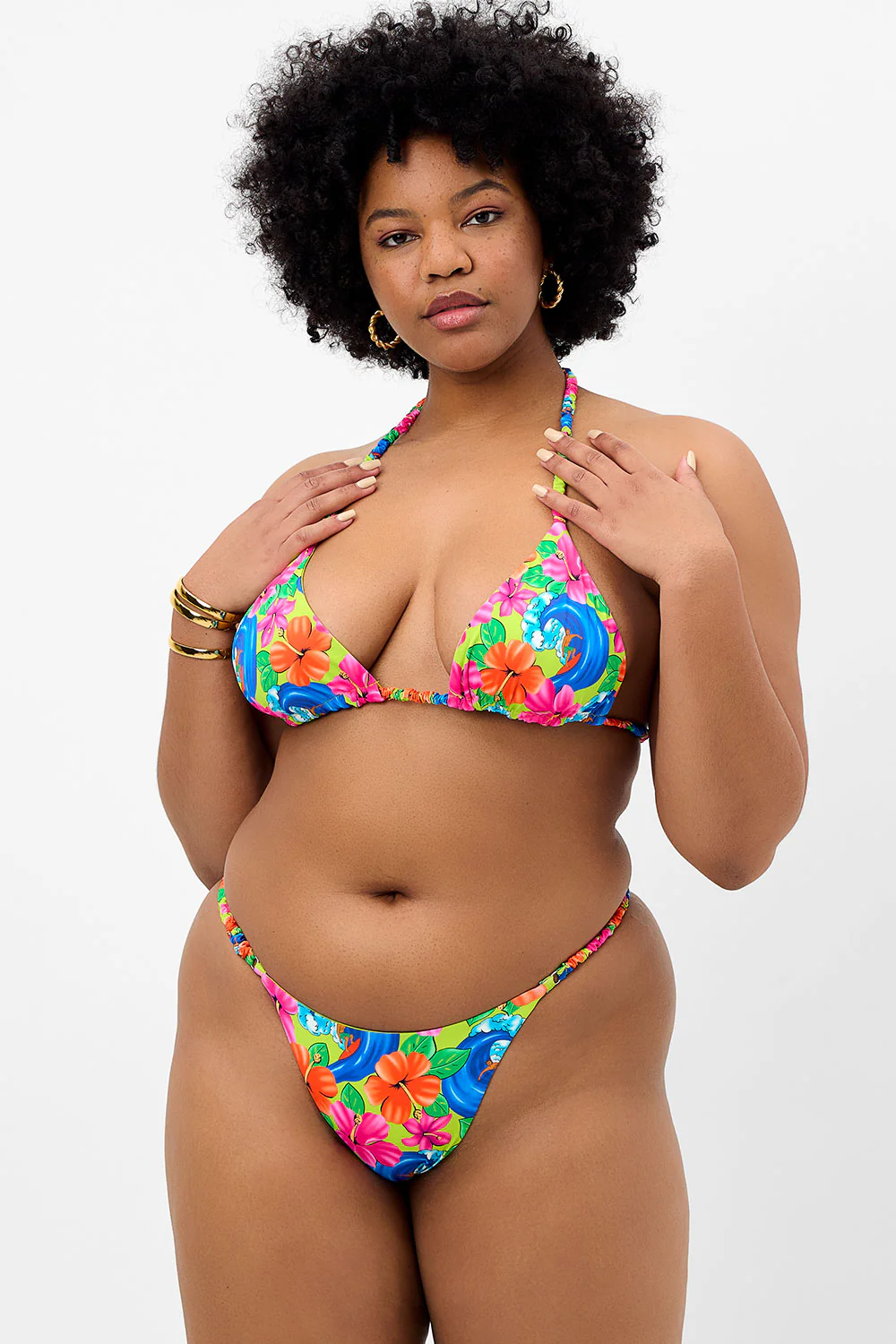 Hope Floral Skimpy Bikini Bottom - Neon Surfer - Image 3