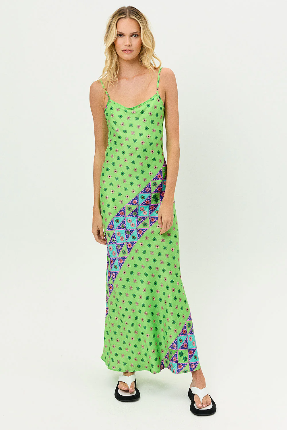 Isabel Satin Floral Dress - Versailles - Image 4