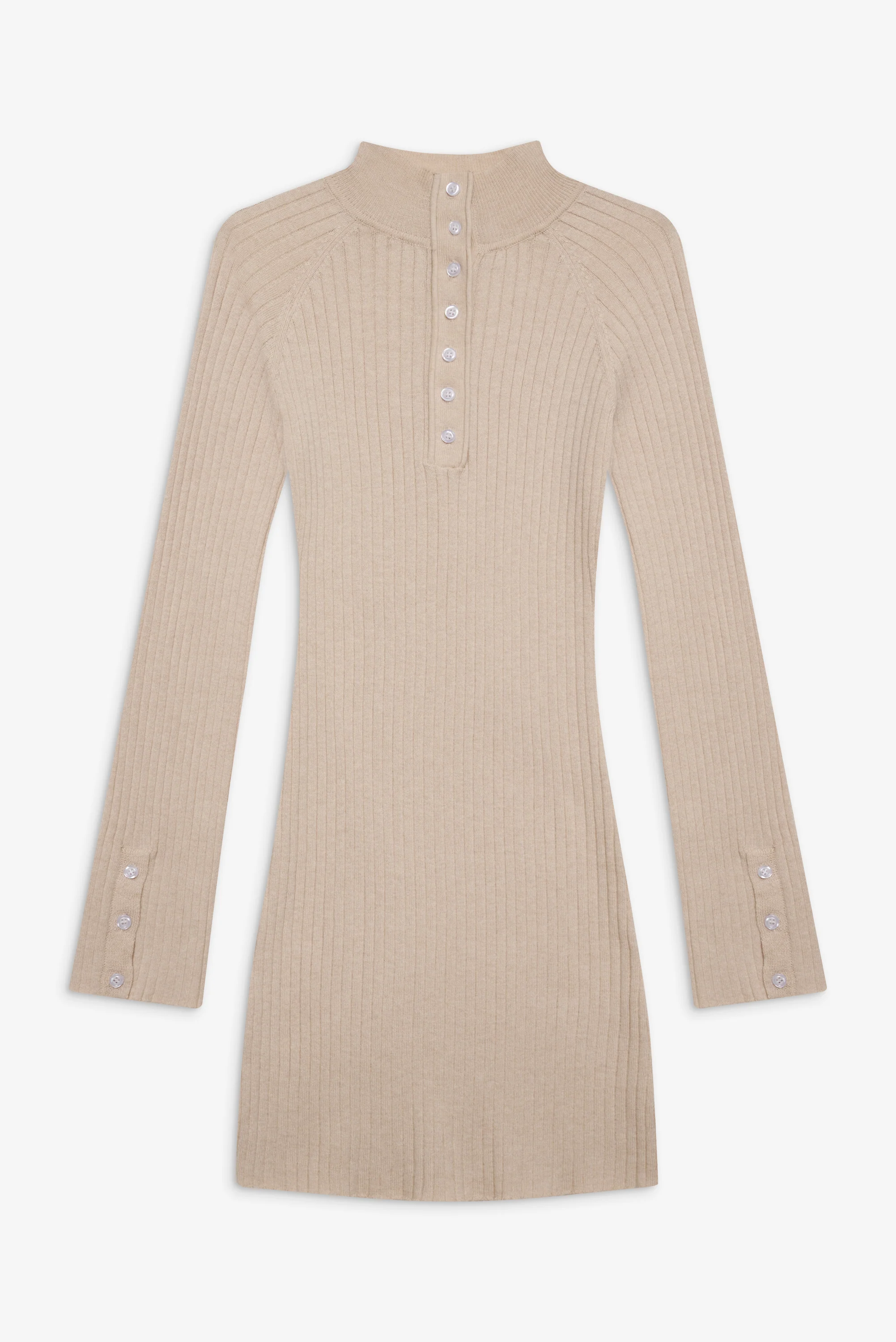 Isla Long  Sleeve Mini Dress - Cream - Image 3