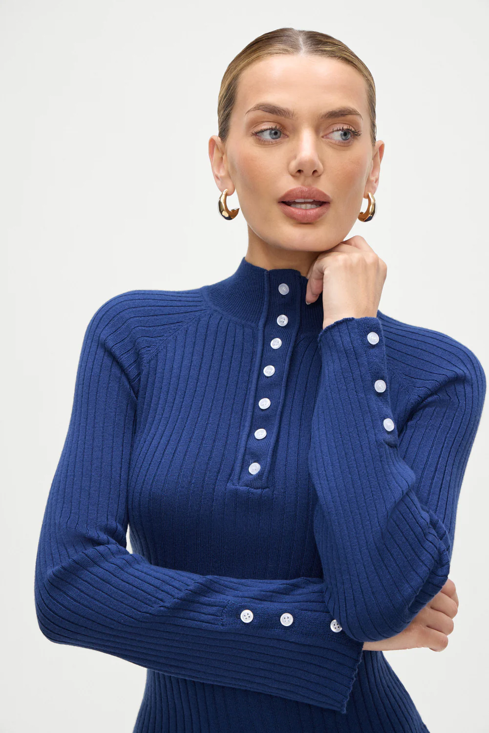 Isla Long  Sleeve Mini Dress - Midnight Blue - Image 6