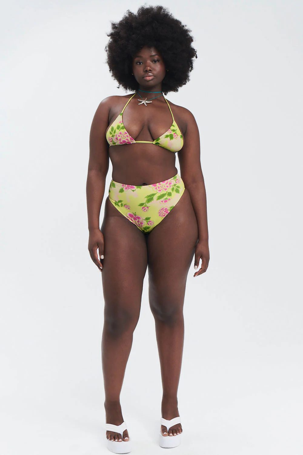 Jenna Floral High Waist Bikini Bottom - Mojito - Image 2