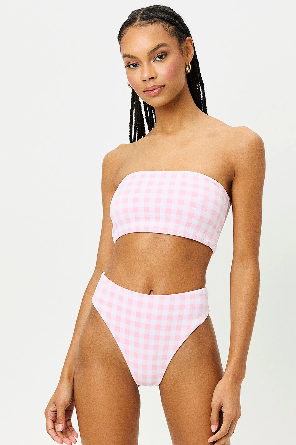 Jenna High Waist Bikini Bottom - Pink Picnic - Image 3