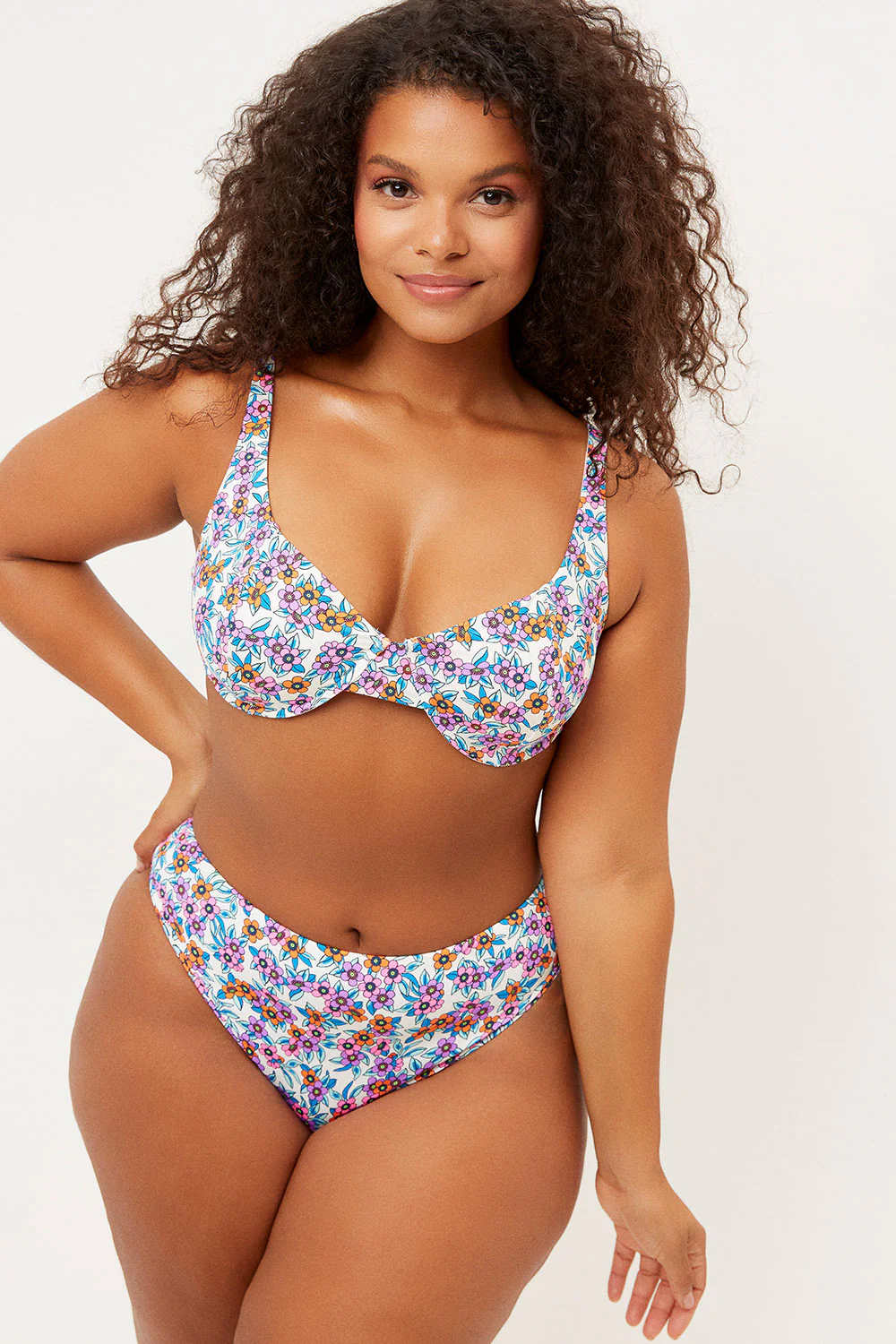 Jenna High Waist High Cut Bikini Bottom - Flower Farm - Image 3
