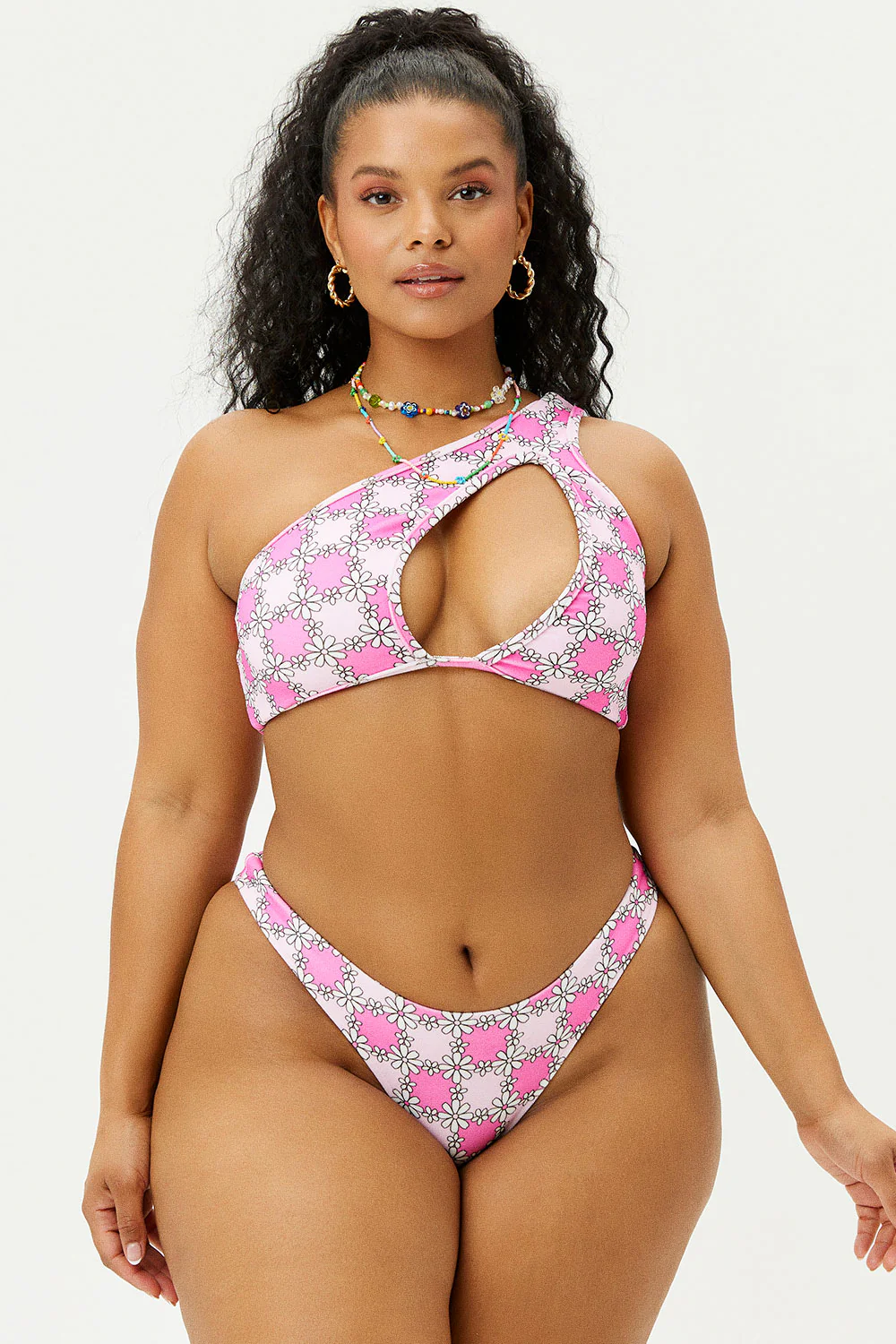 Katarina Terry Cheeky Bikini Bottom - Pink Daisy - Image 3