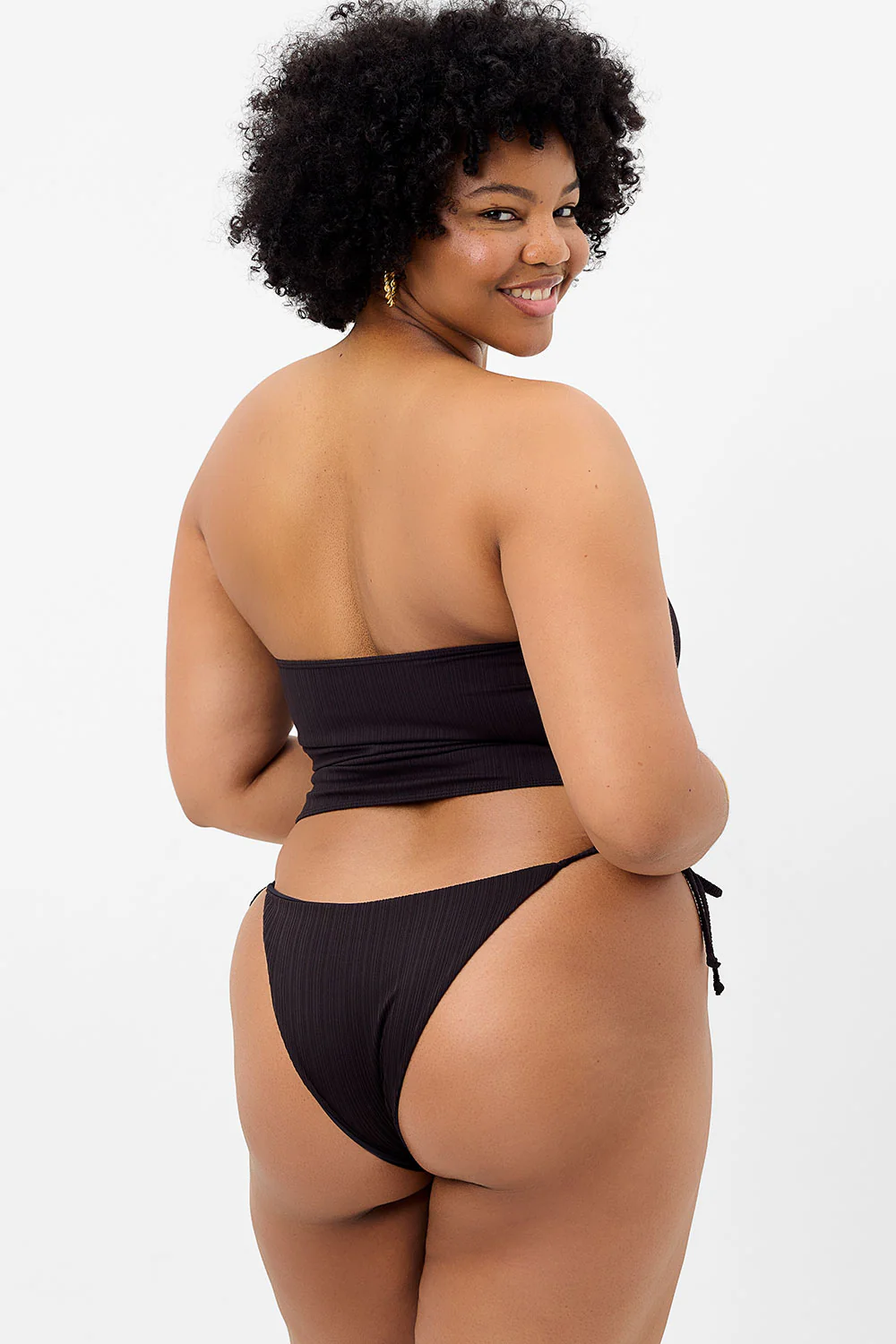 Keira Plissé Cheeky Bikini Bottom - Black - Image 2