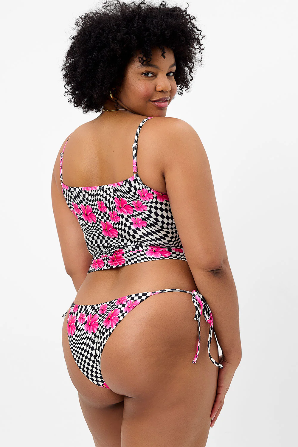 Keira Shine Cheeky Bikini Bottom - Black Morrison Hibiscus - Image 2