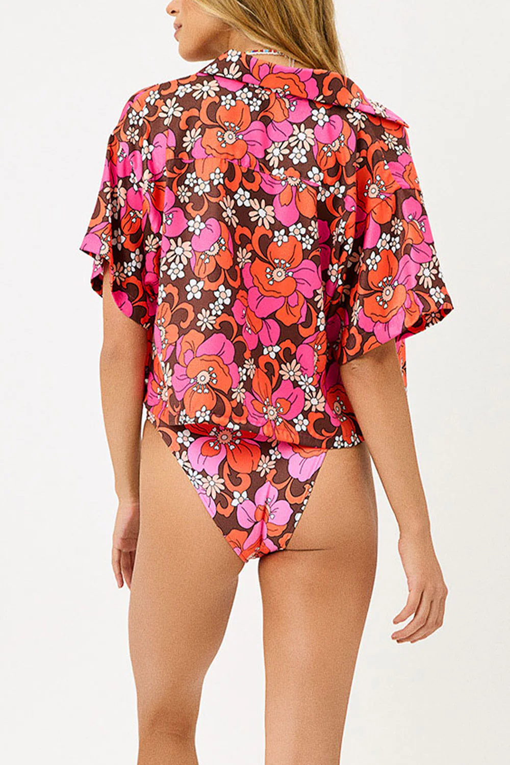 Koa Satin Cover Up Shirt - Tropics - Image 2