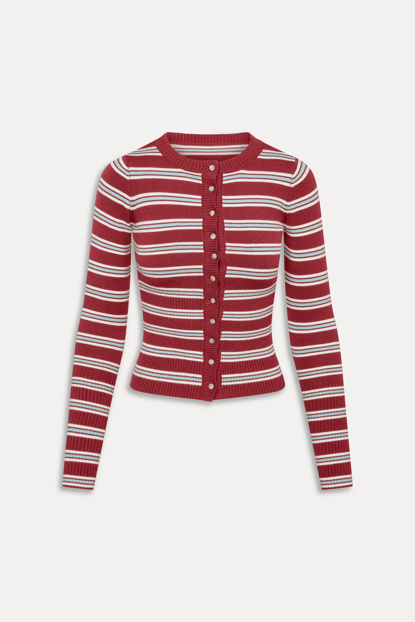 Lenon Button Up Knit Sweater - Collegiate Stripe - Image 3