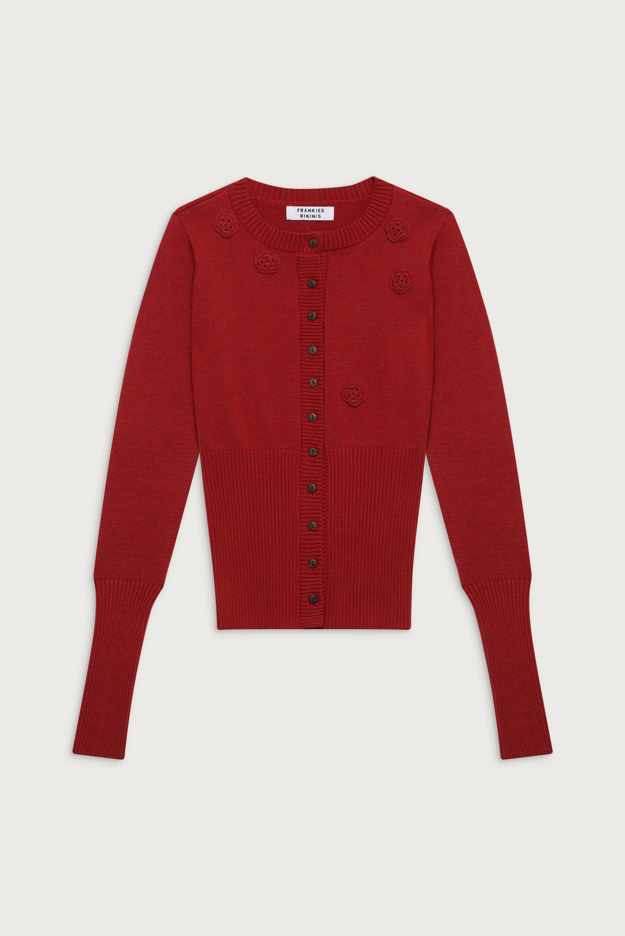 Lenon Cloud Knit Button Up Cardigan - Red Velvet - Image 3