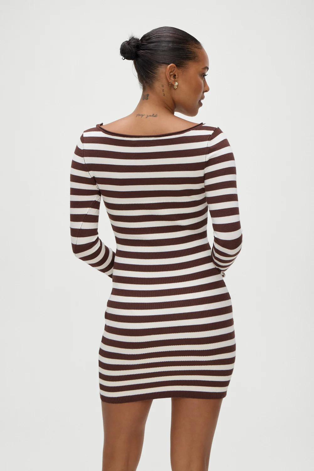Luca Knit Mini Dress - Brown Sugar Stripe - Image 2