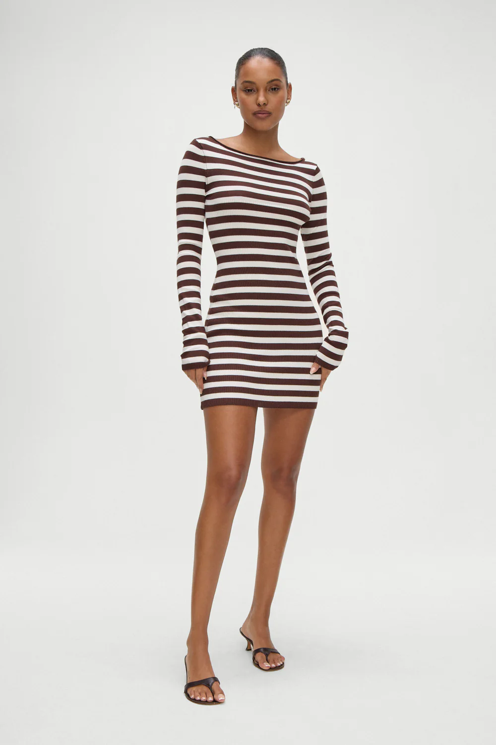 Luca Knit Mini Dress - Brown Sugar Stripe - Image 5
