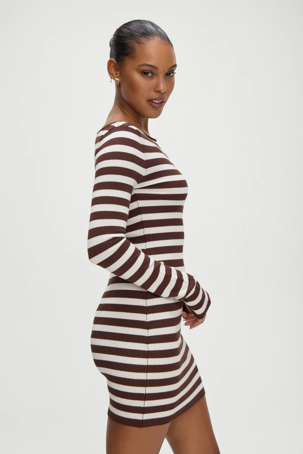 Luca Knit Mini Dress - Brown Sugar Stripe - Image 8