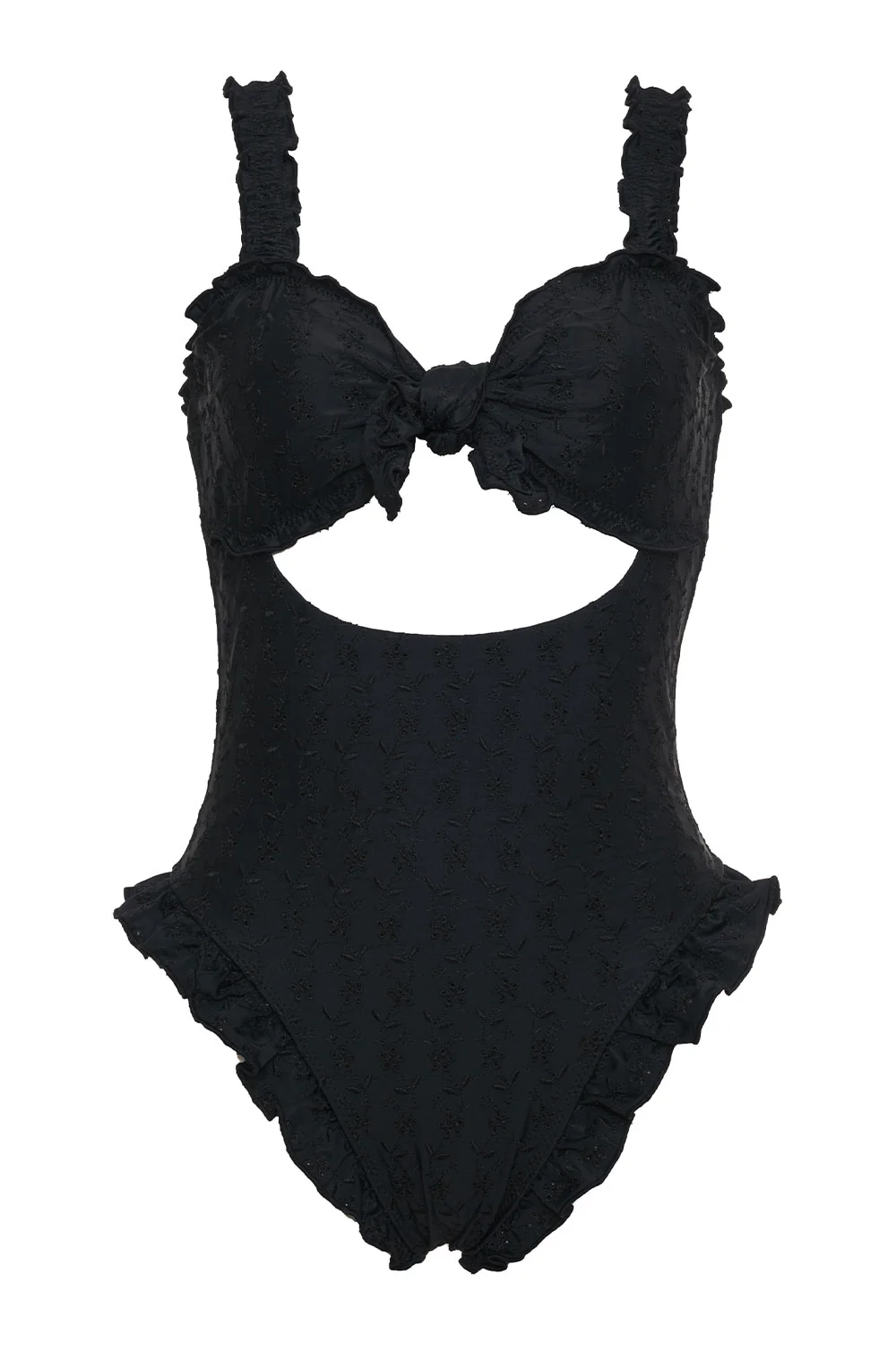 Lucia Eyelet Cut Out One Piece Swimsuit - Black - Image 7