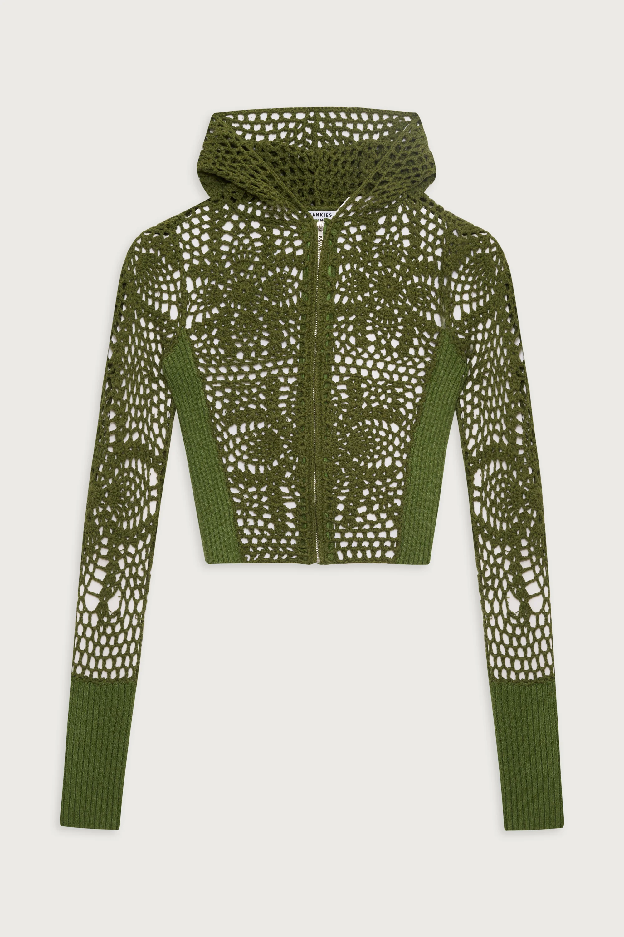 Lyla Crochet Zip Up Hoodie - Sea Moss - Image 3