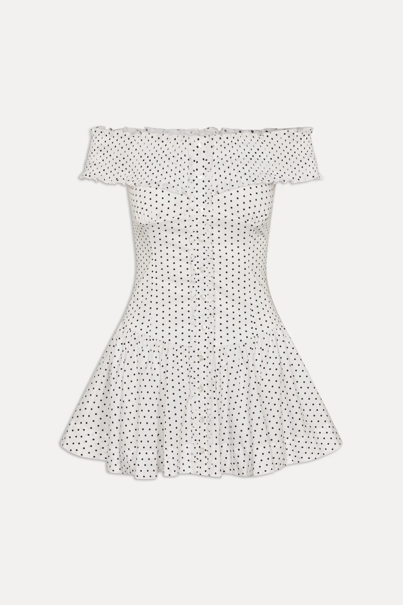 Mae Off Shoulder Mini Dress - White Polka Dot - Image 3