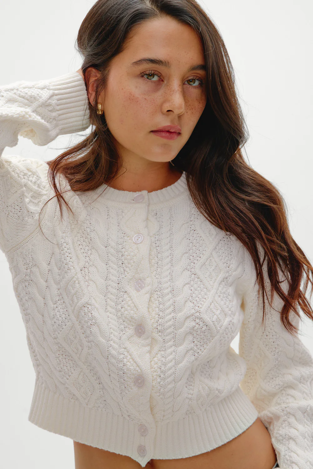 Marley Button Up Knit Cardigan - Honeymoon - Image 6