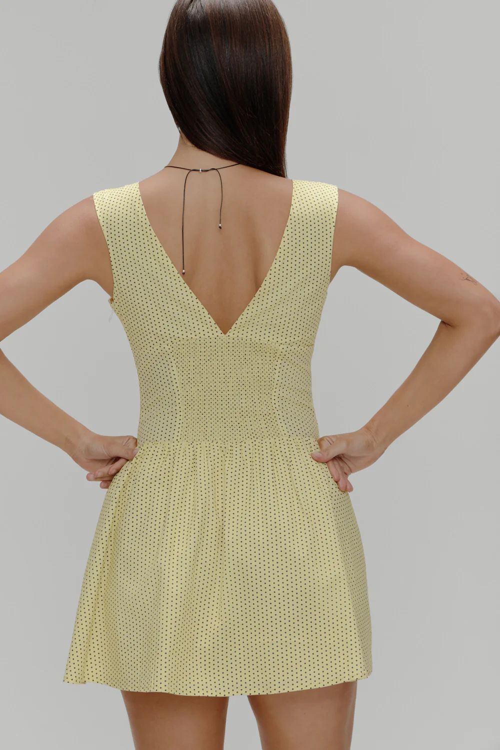 Marley Cotton Mini Dress - Lemon Dot - Image 4