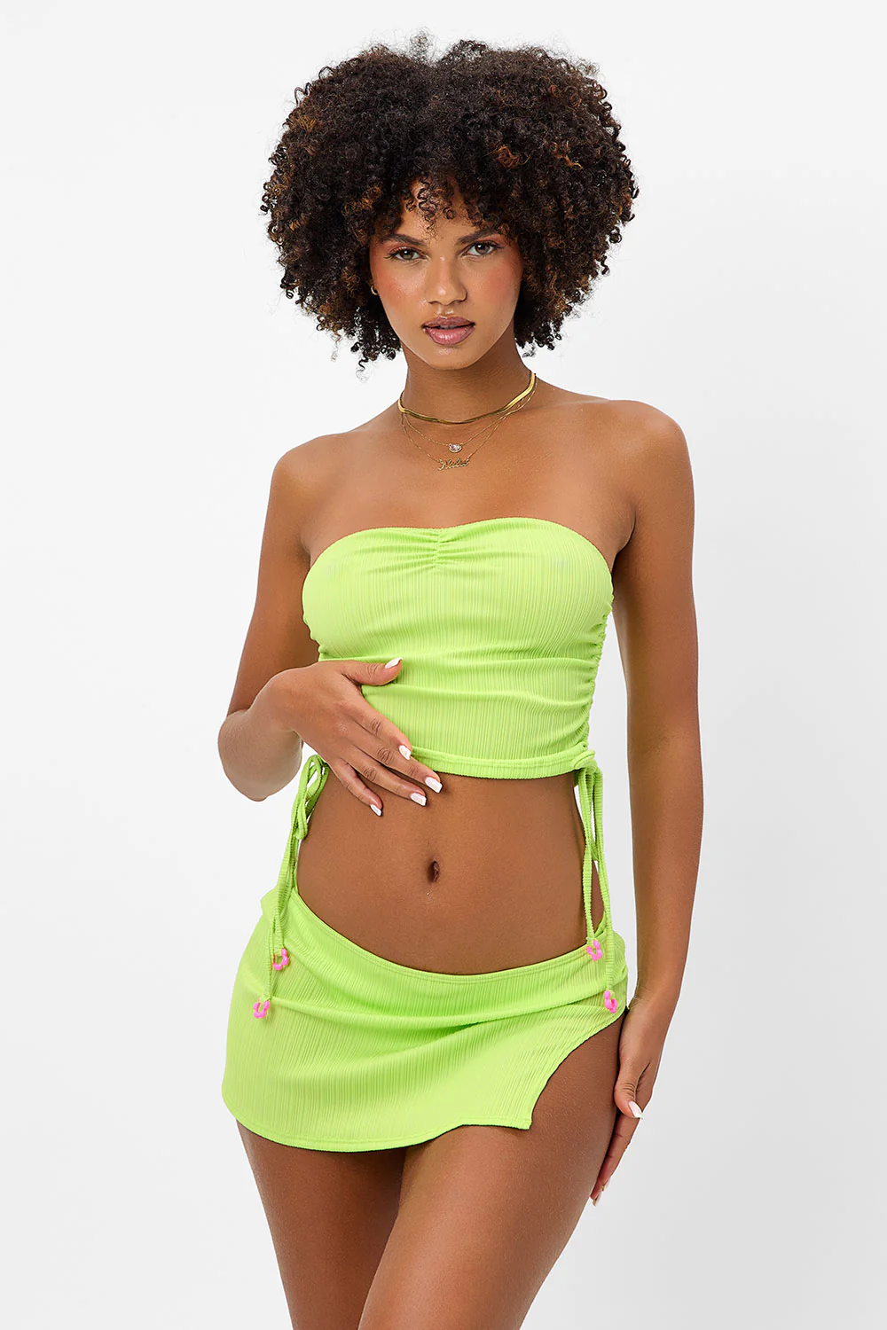 Marty Plissé Swim Skirt Bikini Bottom - Kiwi - Image 3