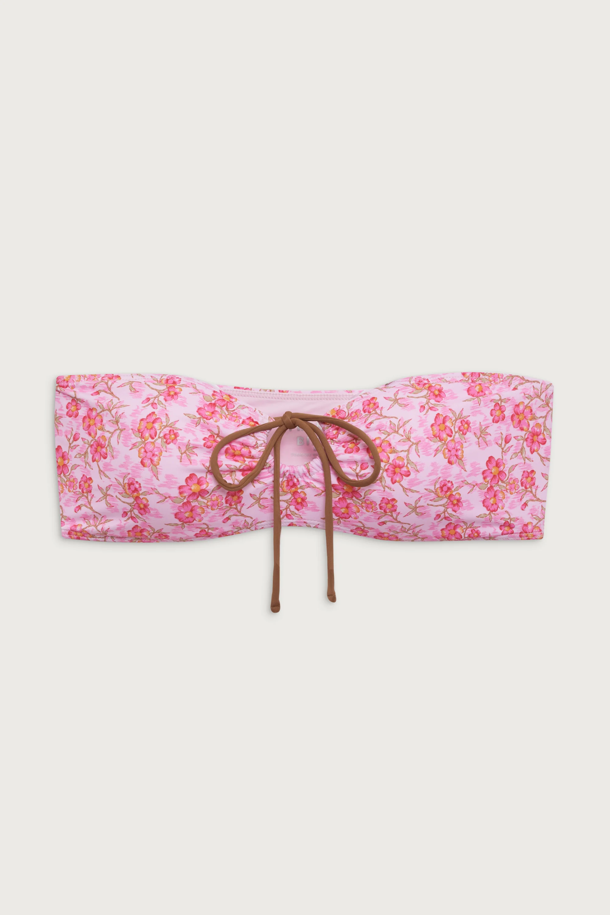 Meredith Floral Bandeau Bikini Top - Watercolor Hibiscus - Image 3