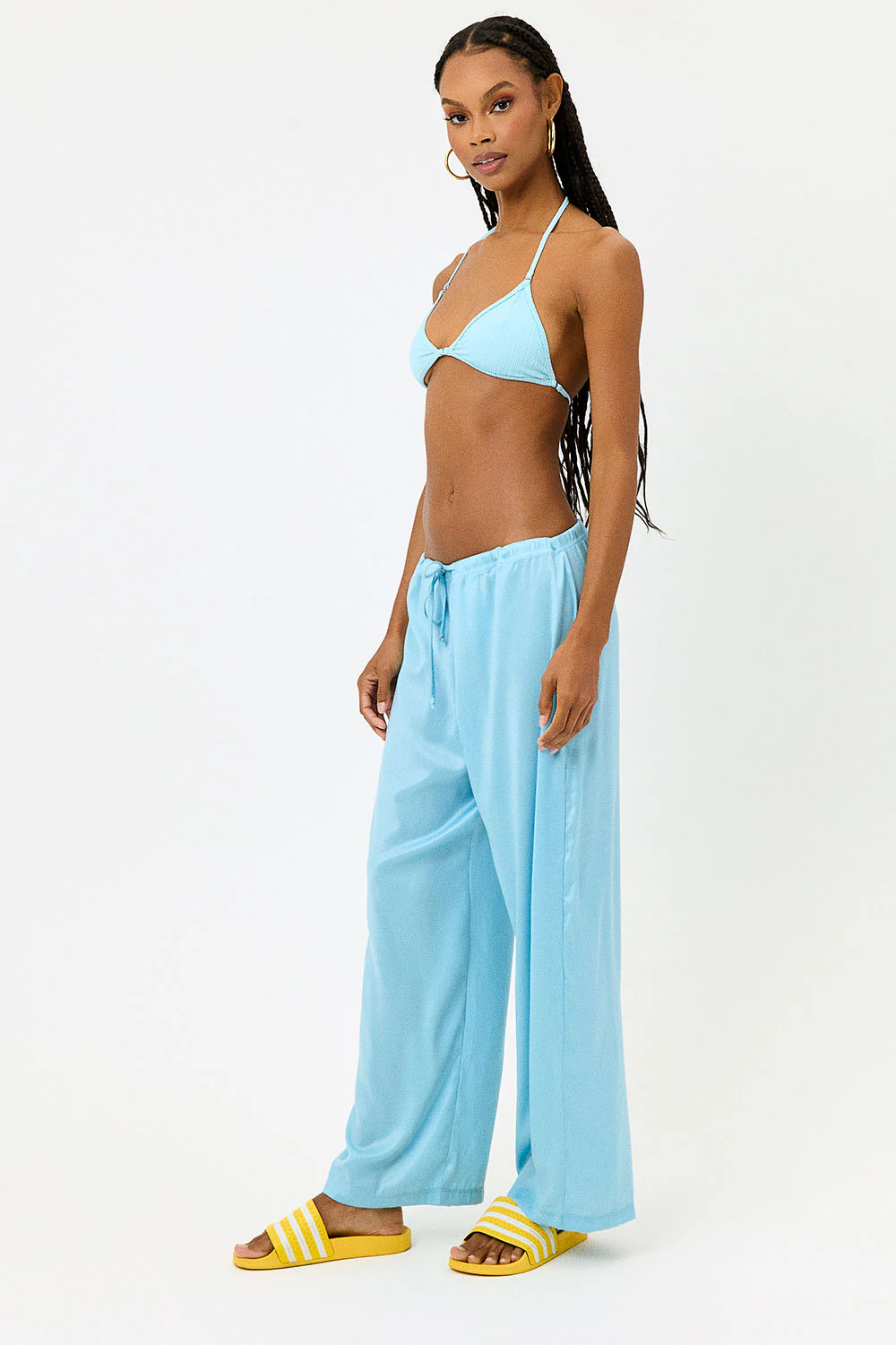 Michelle Low Rise Wide Leg Pants - Baby Blue - Image 4