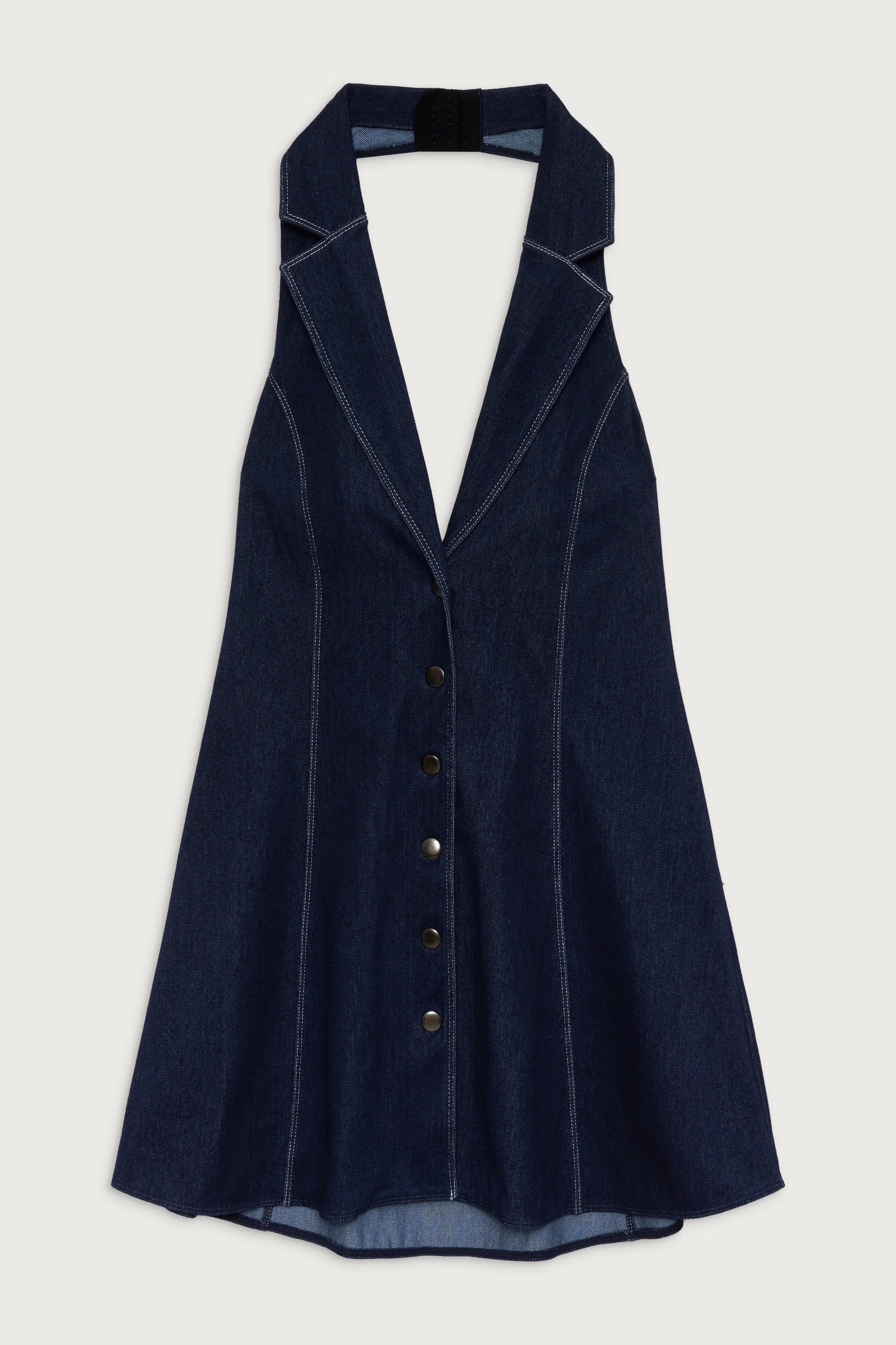 Moonlight Denim Halter Dress - Blue Denim - Image 3
