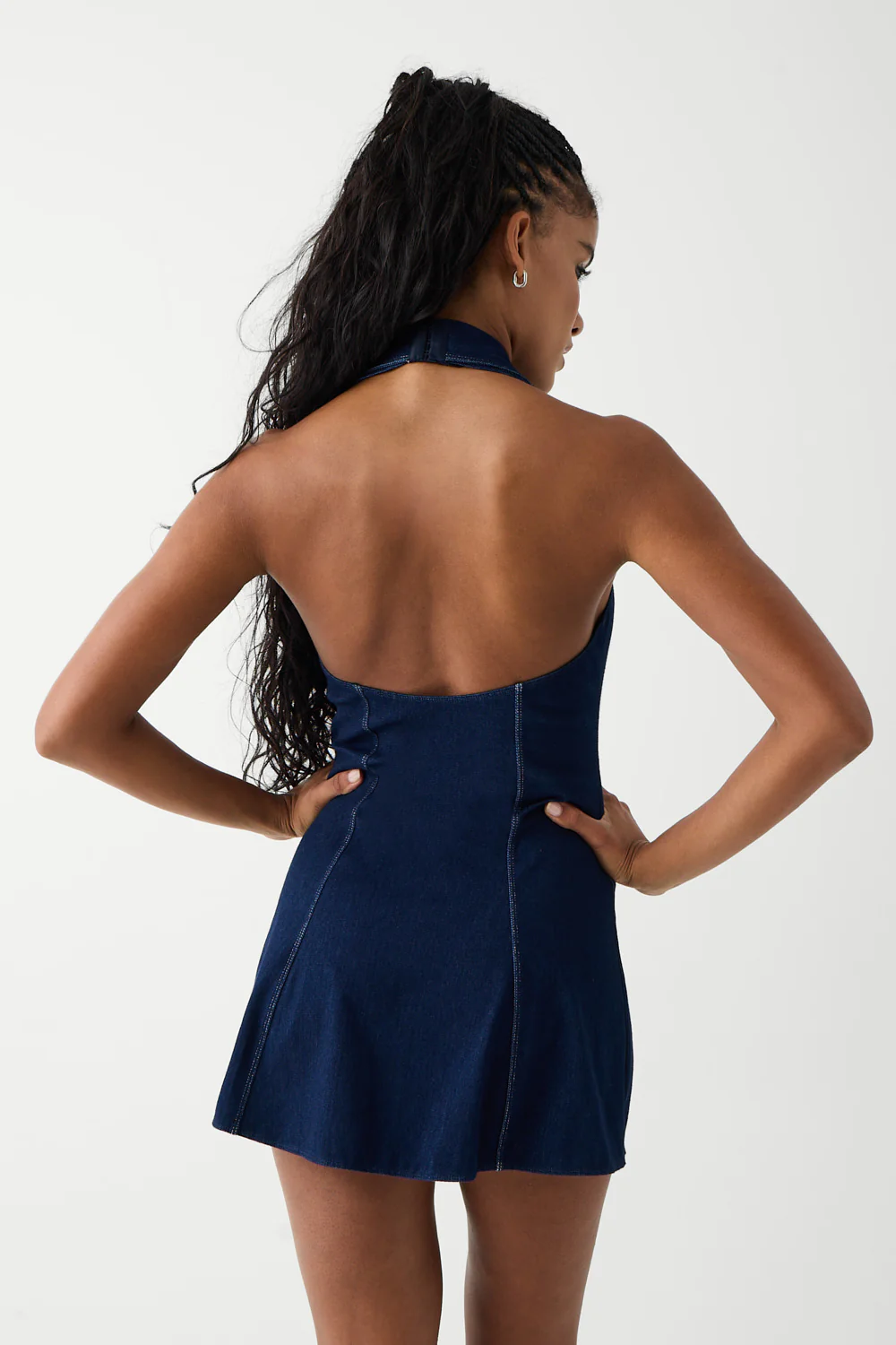 Moonlight Denim Halter Dress - Blue Denim - Image 4