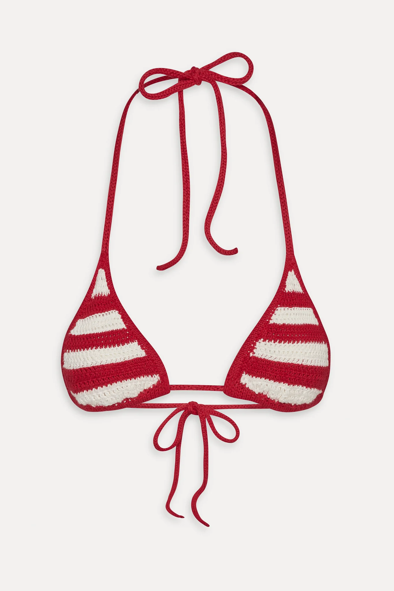 Nick Triangle Crochet Bikini Top - Red Ribbon - Image 3