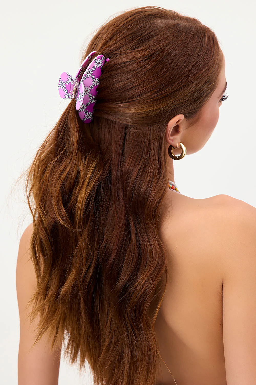 Nixie Claw Hair Clip - Pink Daisy - Image 2