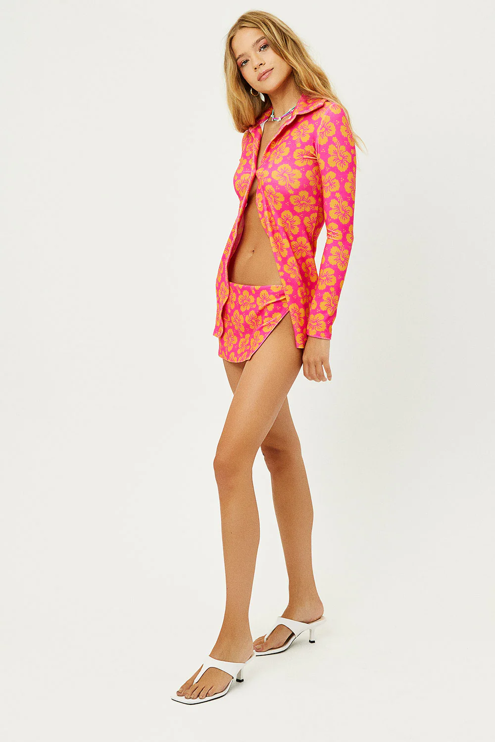 Nova Terry Floral Long Sleeve Button Up - Hibiscus Honey - Image 5