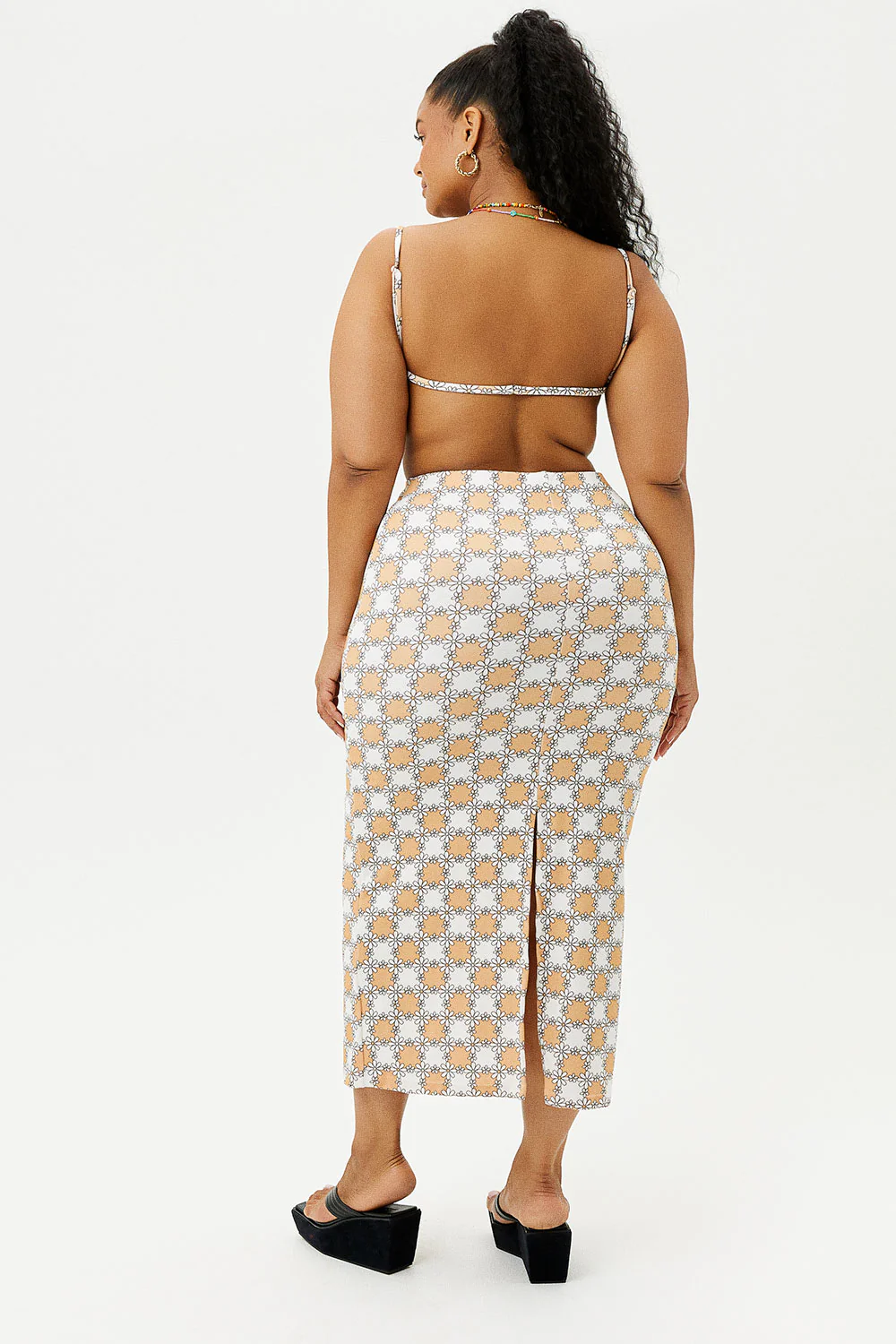 Opal Terry Midi Skirt - Nude Daisy - Image 3