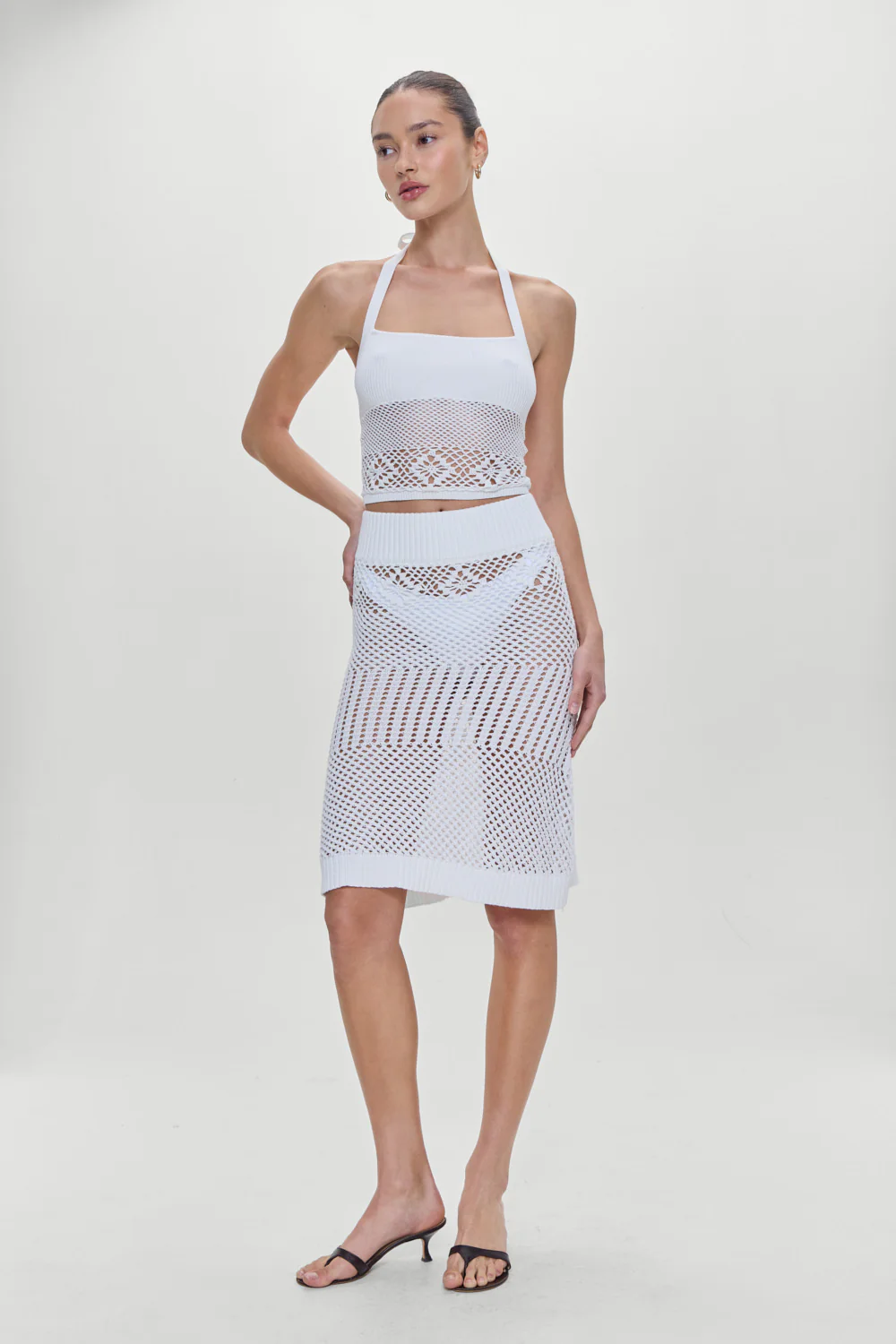 Orchard Crochet Midi Skirt - White - Image 6