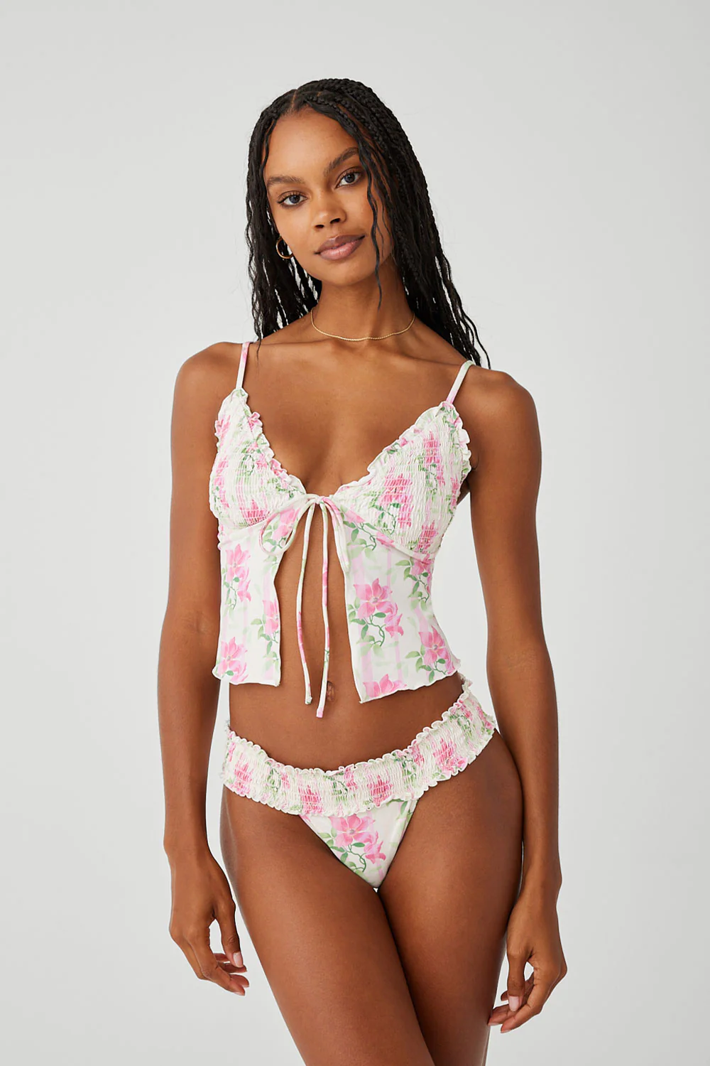Penelope Floral Tankini Bikini Top - Tiger Lily - Image 2