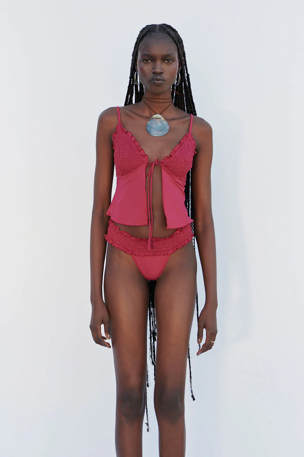 Penelope Ruffle Tankini Bikini Top - Bordeaux - Image 4