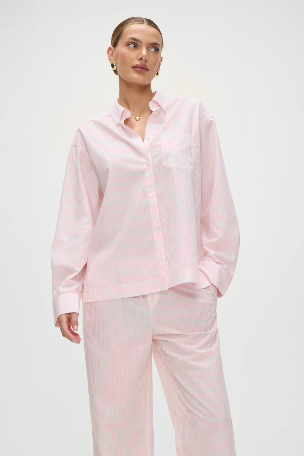 Ralph Long Sleeve Sleep Shirt - Pink Stripe - Image 4