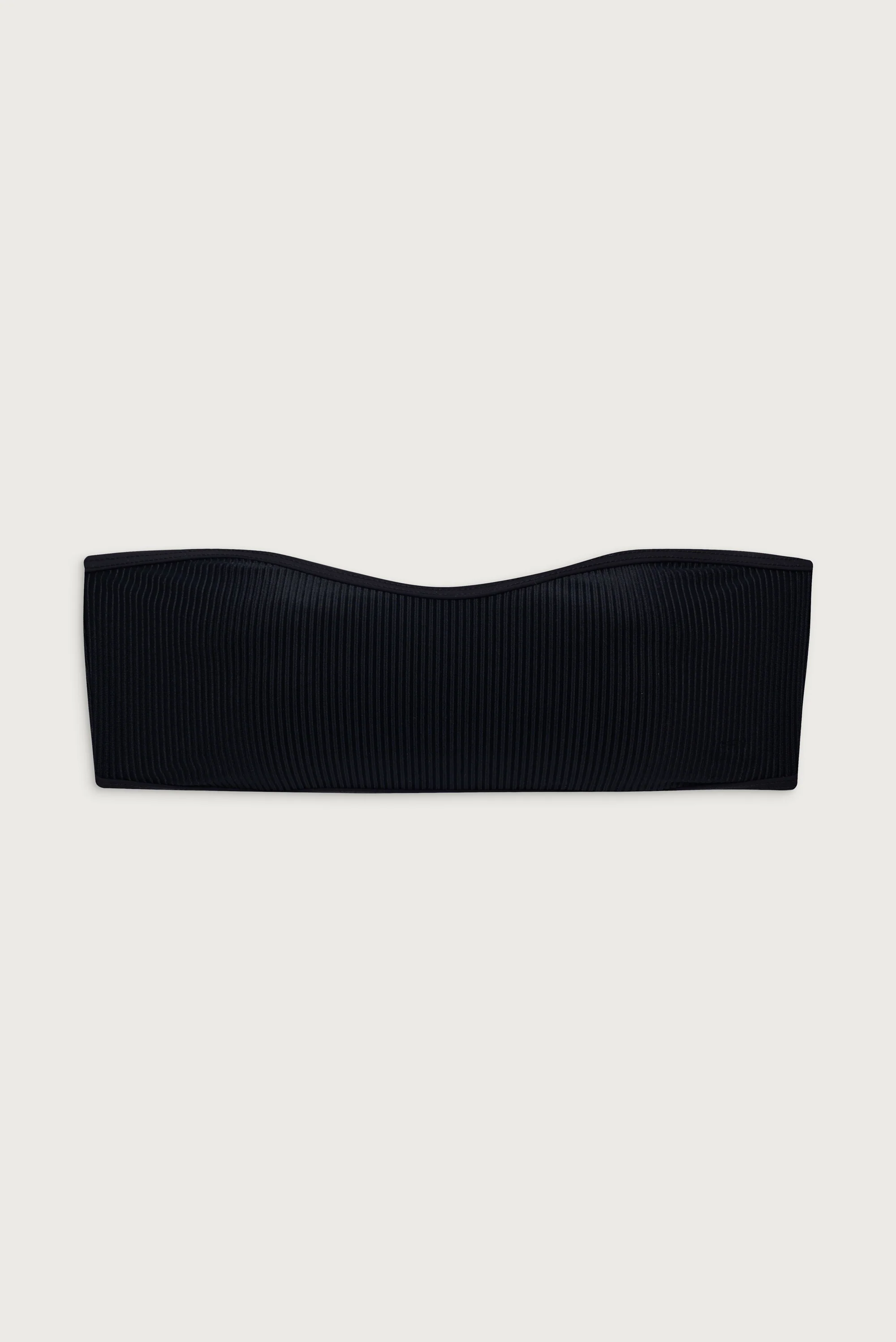 Rosabella Ribbed Bandeau Bikini Top - Black - Image 3