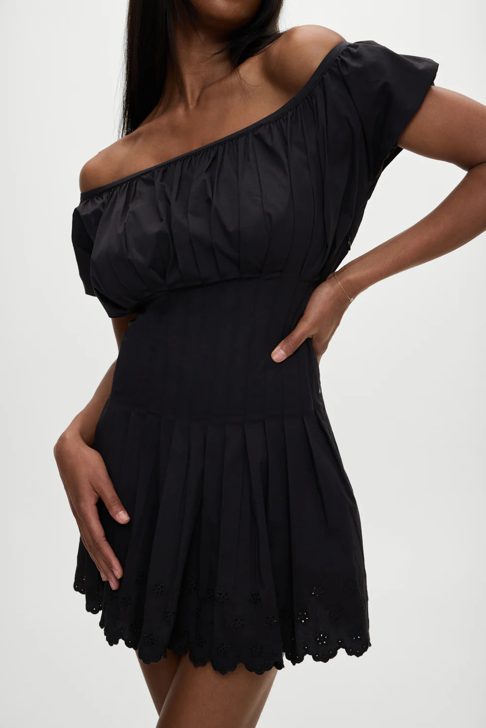 Sadie Embroidered Mini Dress - Black - Image 2