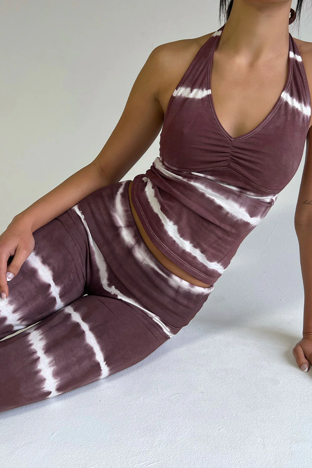 Serena Flare Tie Dye Legging - Taro Tie Dye - Image 4