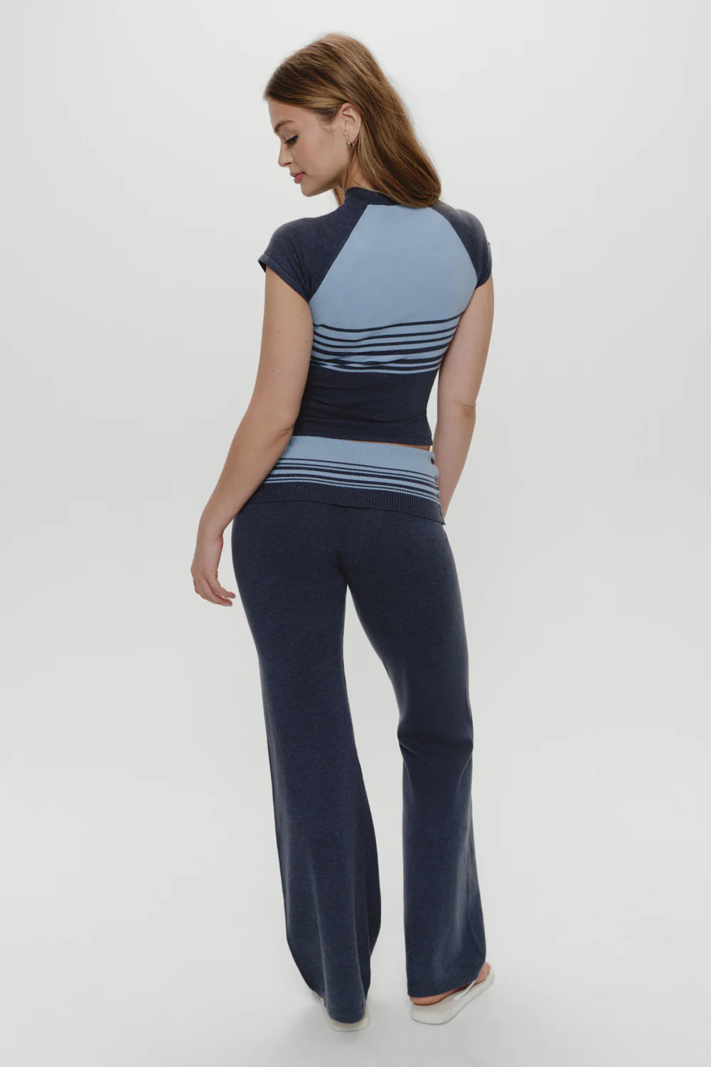 Shore Low Rise Knit Pants - Stone Stripe - Image 7