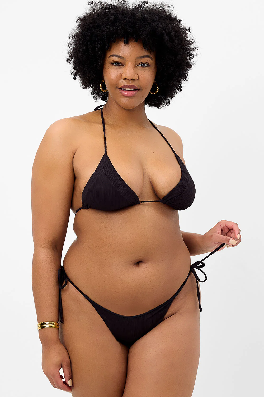 Sky Plissé String Bikini Top - Black - Image 2
