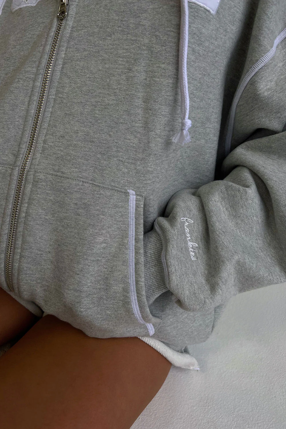 Slumber Zip Up Oversized Hoodie - Heather Grey - Image 2
