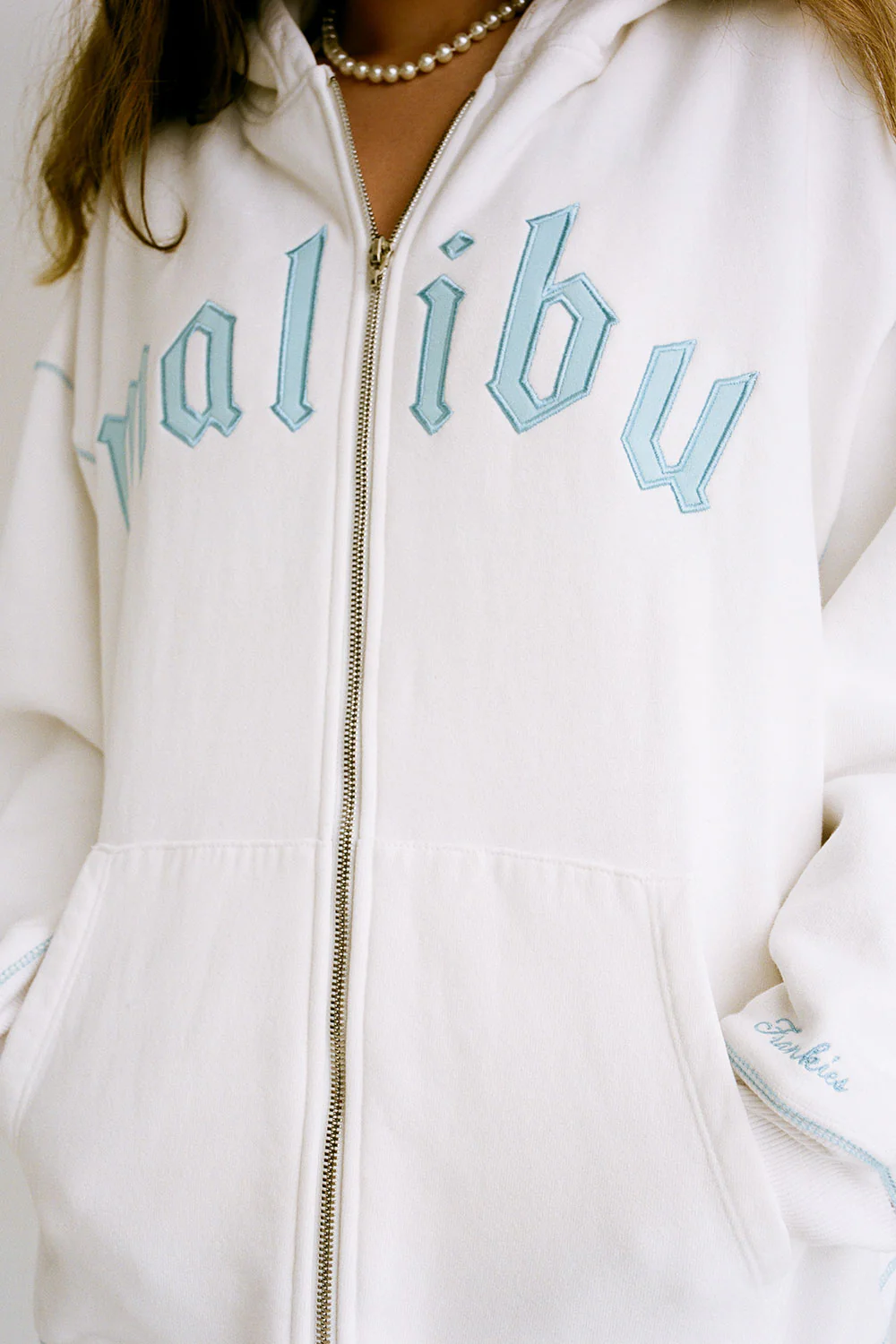Slumber Zip Up Oversized Hoodie - Malibu White - Image 4