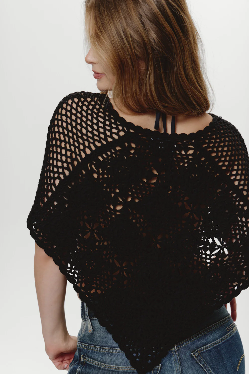 Sophie Crochet Poncho - Black - Image 4