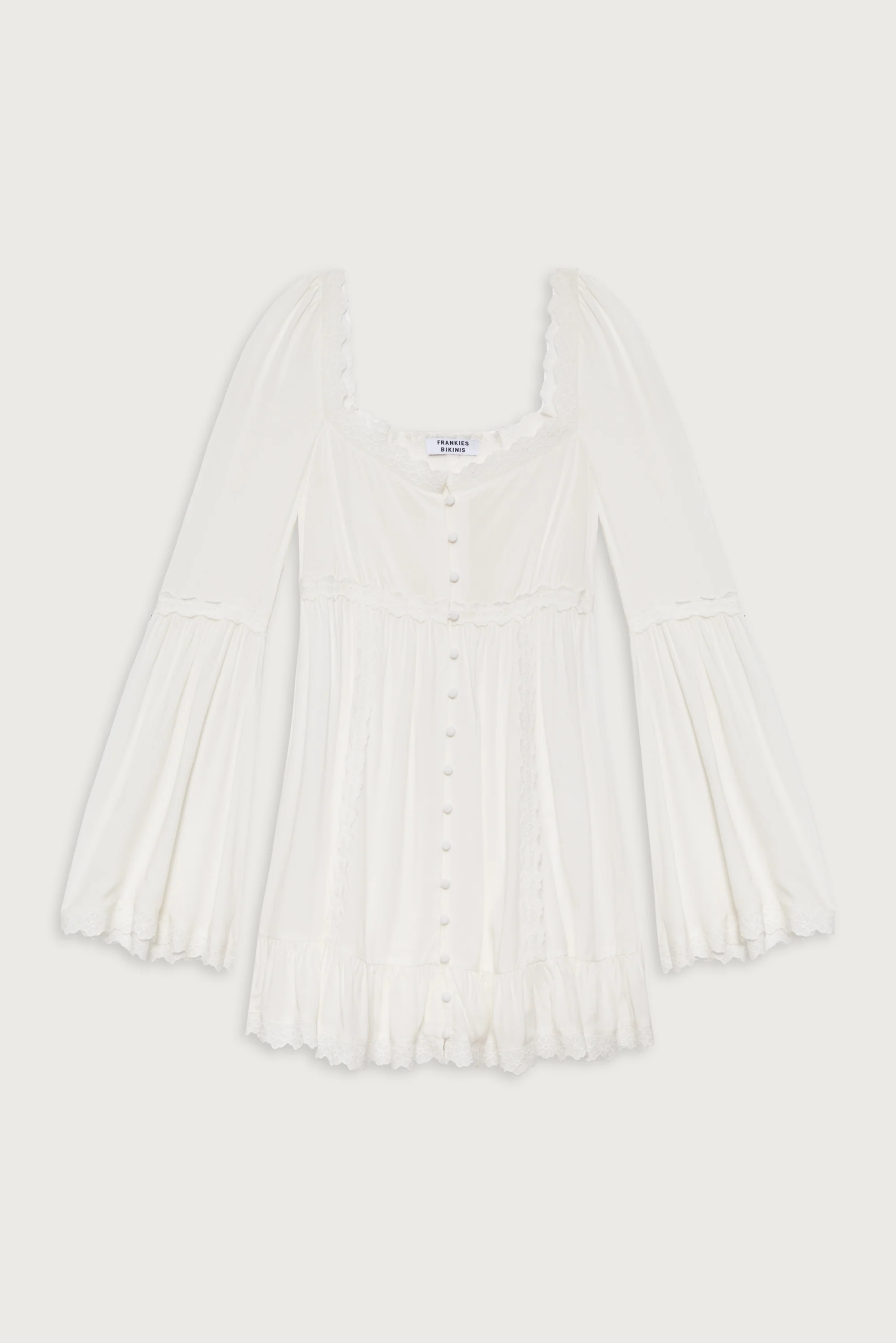 Sunflower Floral Embroidered Mini Dress - White - Image 3