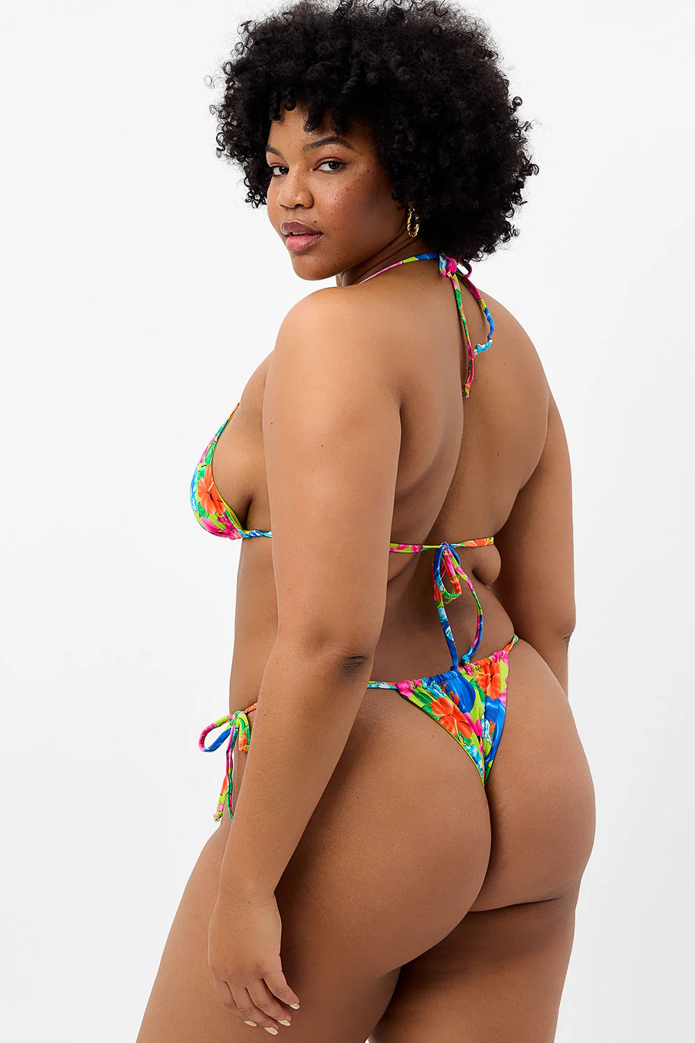 Tia Floral Triangle Bikini Top - Neon Surfer - Image 3