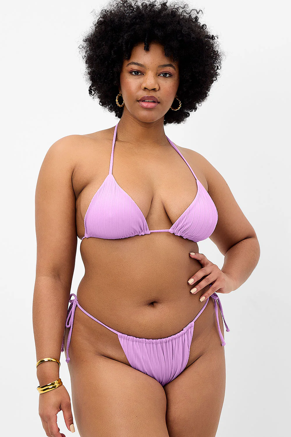 Tia Plissé Triangle Bikini Top - Wisteria - Image 2