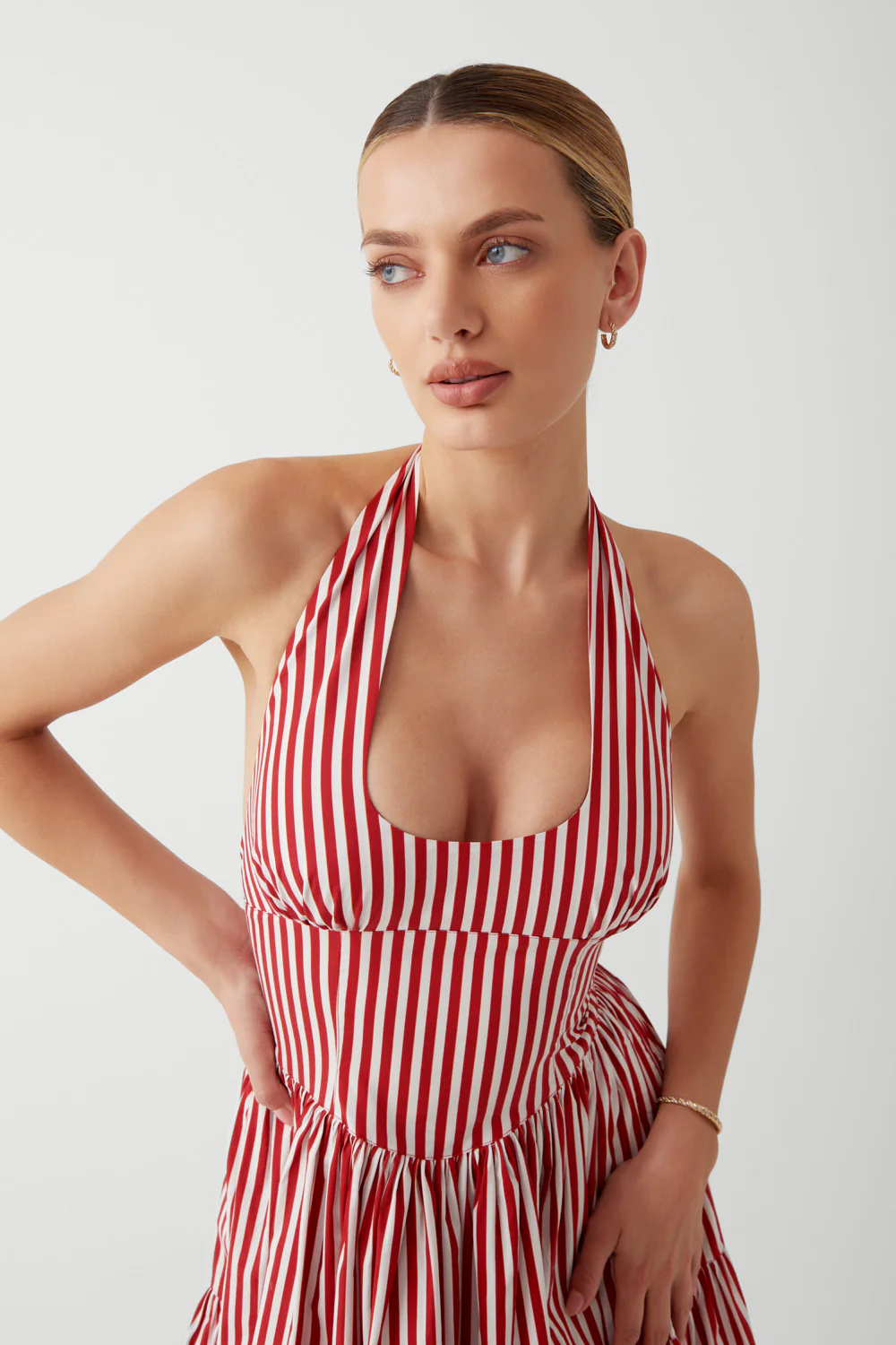 Tulsa Halter Midi Dress - Scarlet Stripe - Image 4