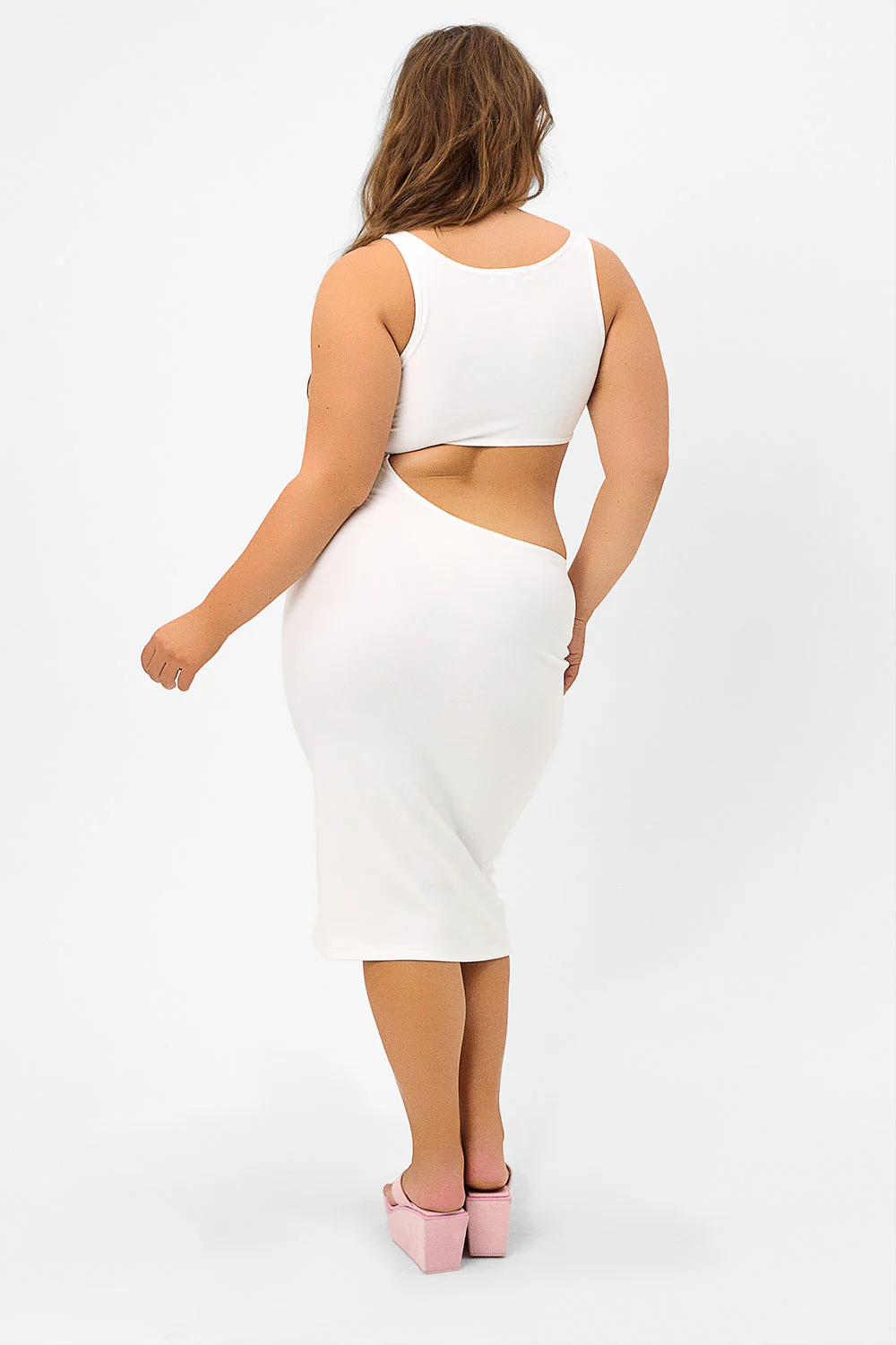 Twelve Terry High Neck Dress - White - Image 4