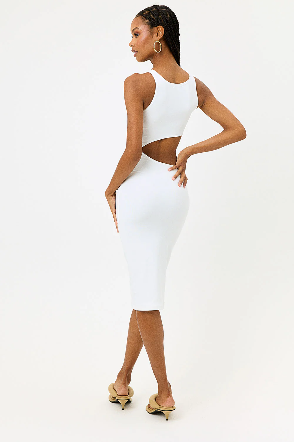 Twelve Terry High Neck Dress - White - Image 5